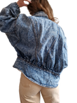 Vintage Pioneer Jeansjacke Oversized Fit Ausgewaschen Mit Patch Blau M-L