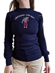 Vintage Santana Jeans Strickpullover "Lonesome Cowboy" 80s Made In Italy Mit Repairs Navy XS