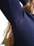 Vintage Santana Jeans Strickpullover "Lonesome Cowboy" 80s Made In Italy Mit Repairs Navy XS