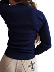 Vintage Santana Jeans Strickpullover "Lonesome Cowboy" 80s Made In Italy Mit Repairs Navy XS