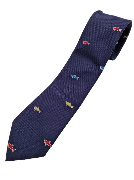 Vintage Paul & Shark Krawatte Seide Hand Made In Italy Dunkelblau