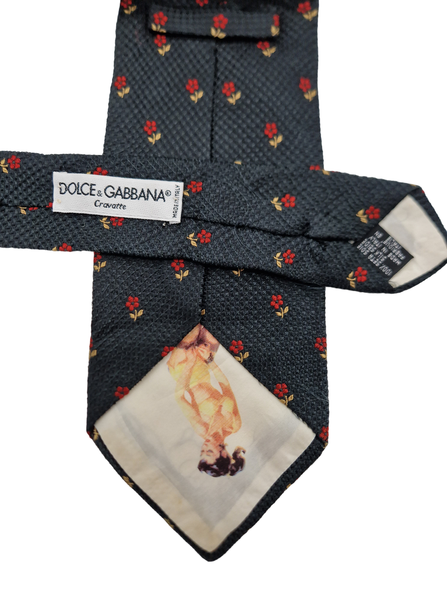 Vintage Dolce & Gabbana Krawatte Peekaboo Flowers Seide Made In Italy