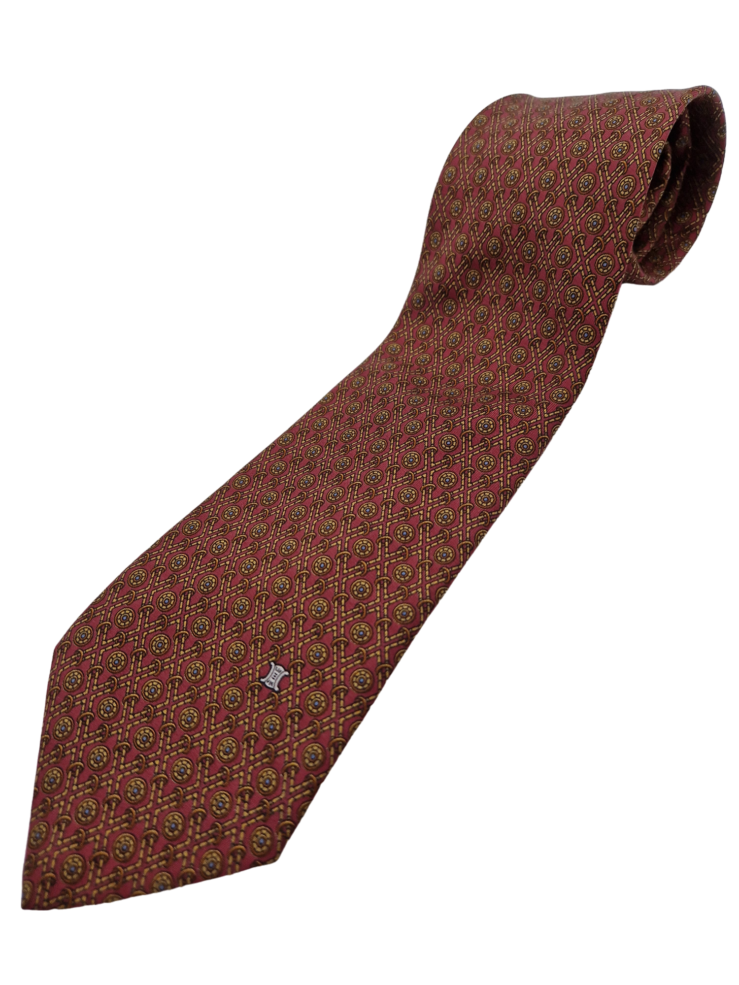 Vintage Celine Paris Krawatte Made In Spain Seide Rot Gelb