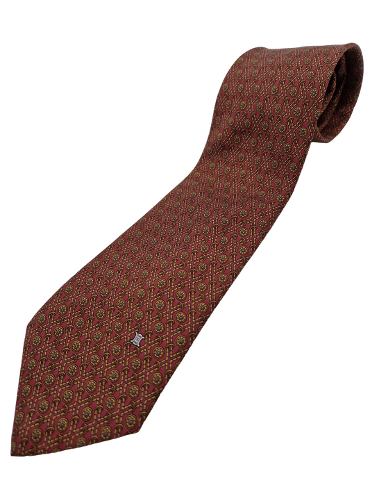 Vintage Celine Paris Krawatte Made In Spain Seide Rot Gelb