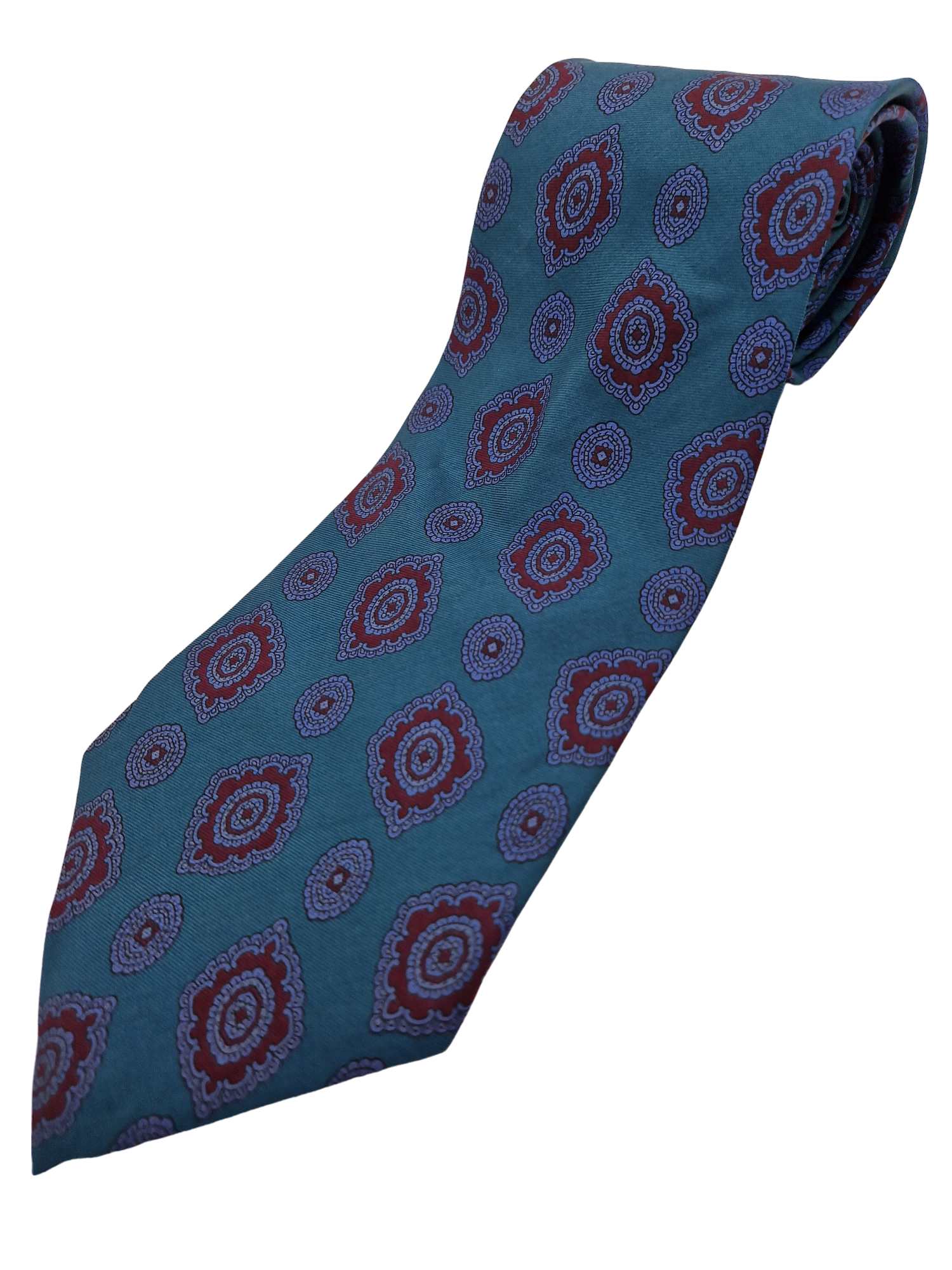 90s Givenchy Krawatte Made In USA Seide Paisley Like Muster Türkis Blau