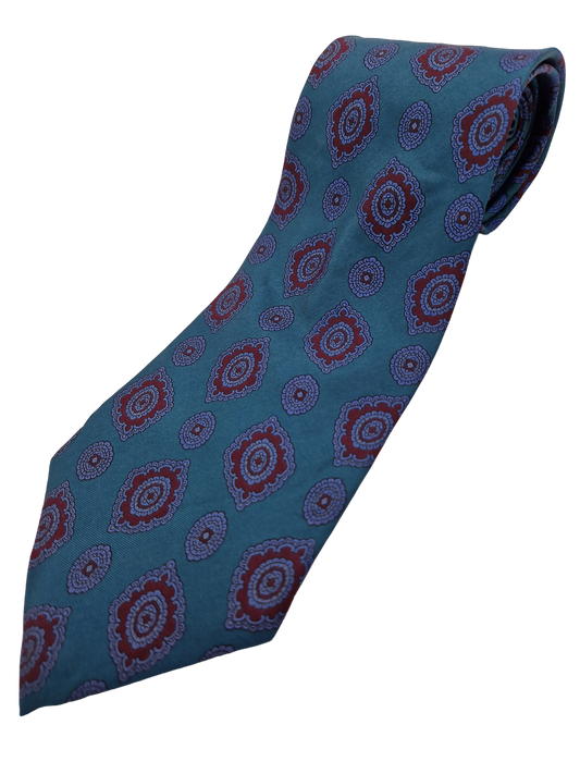 Vintage Givenchy Krawatte Made In USA Seide Paisley Like Muster Türkis Blau