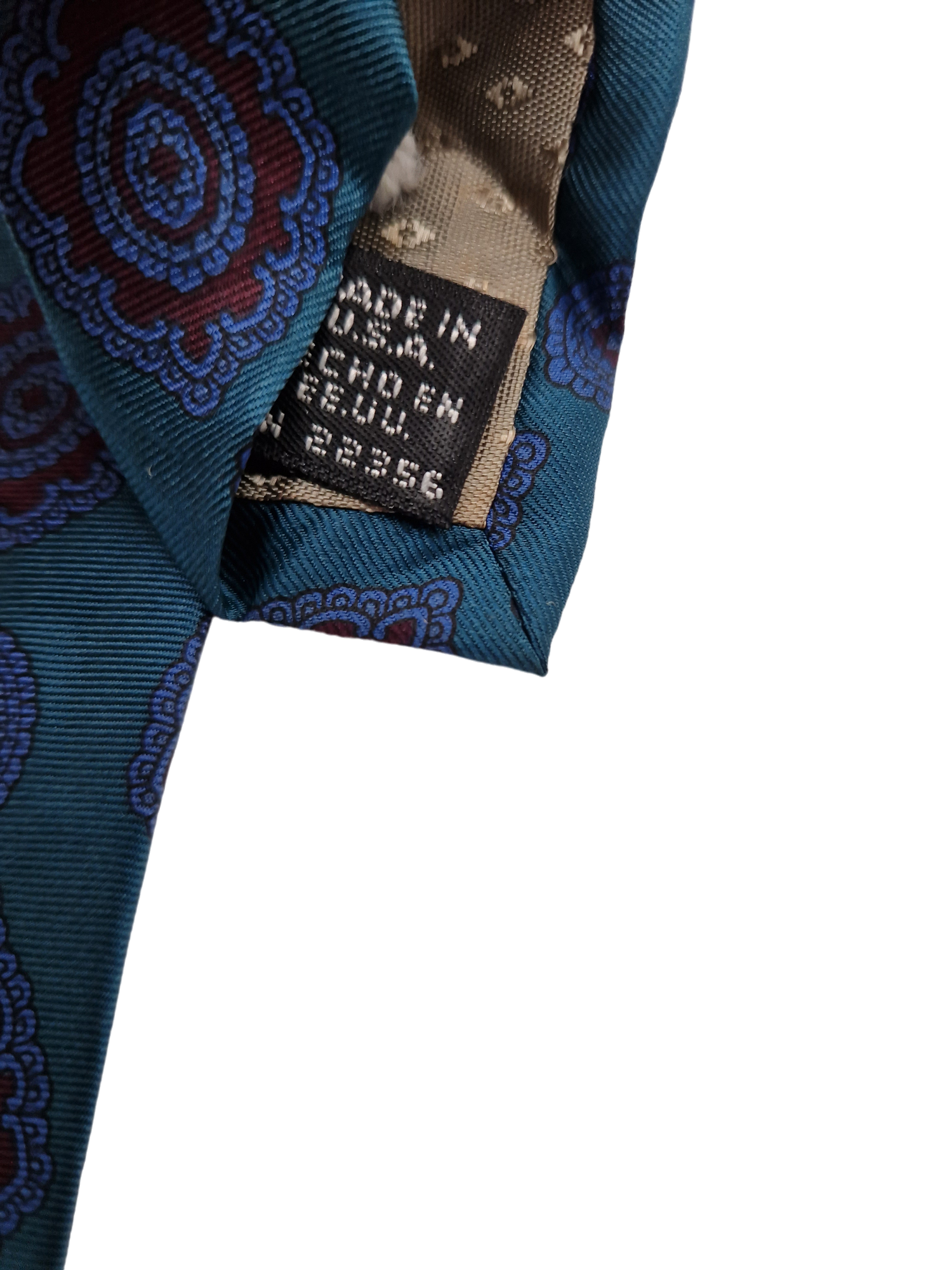 90s Givenchy Krawatte Made In USA Seide Paisley Like Muster Türkis Blau