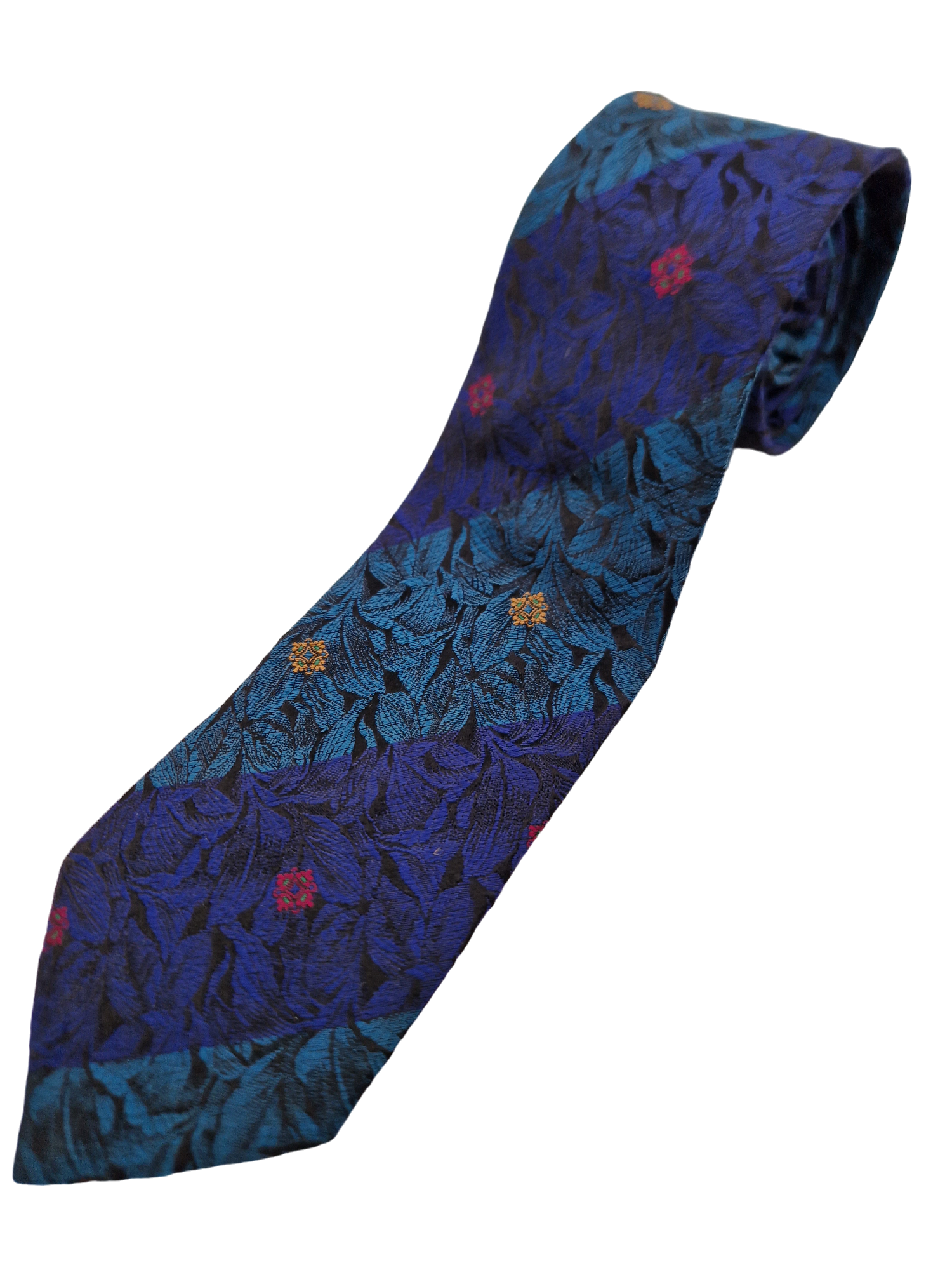 Vintage Hugo Boss Krawatte Floral Print Grün Blau