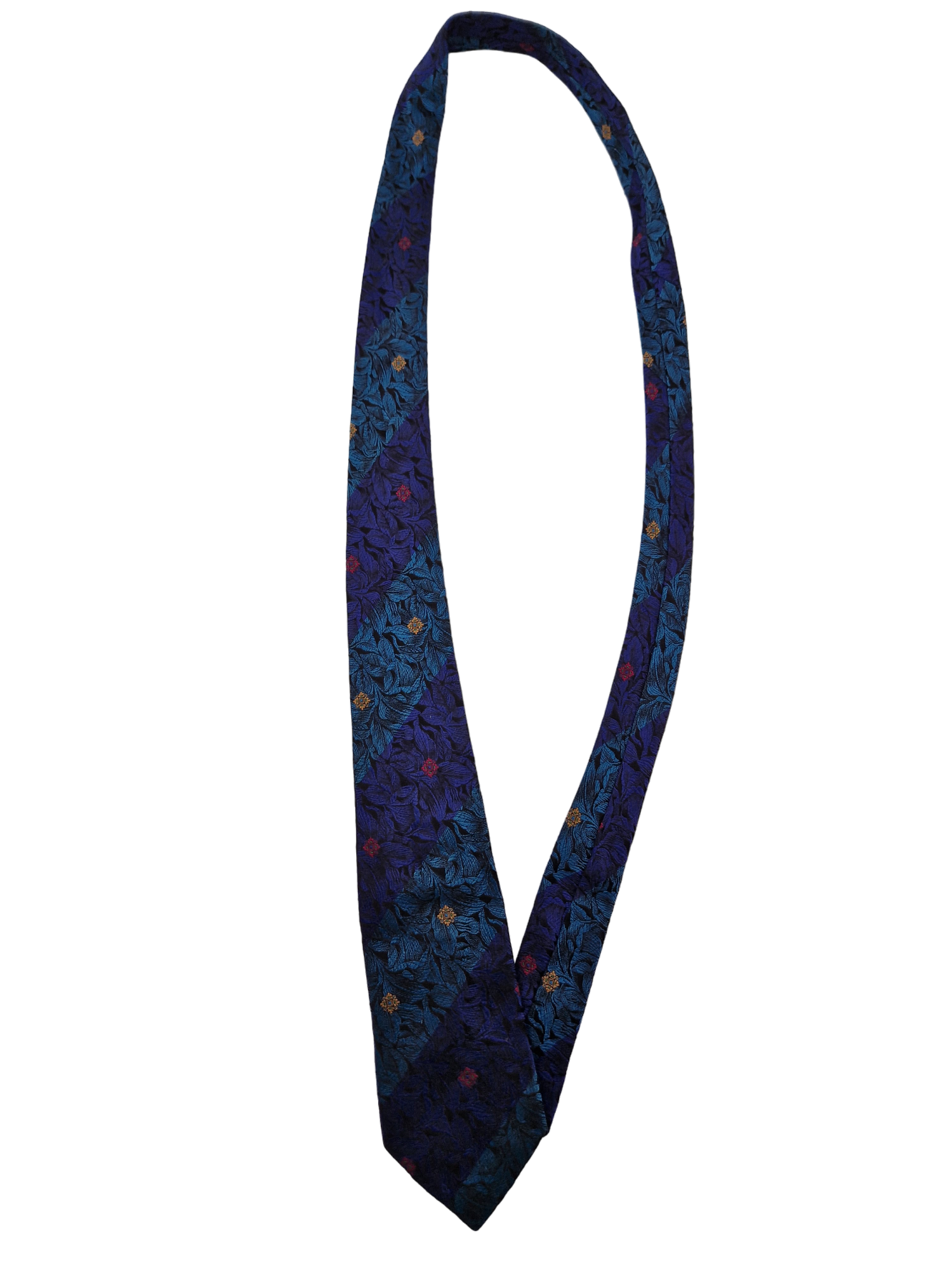 Vintage Hugo Boss Krawatte Floral Print Grün Blau