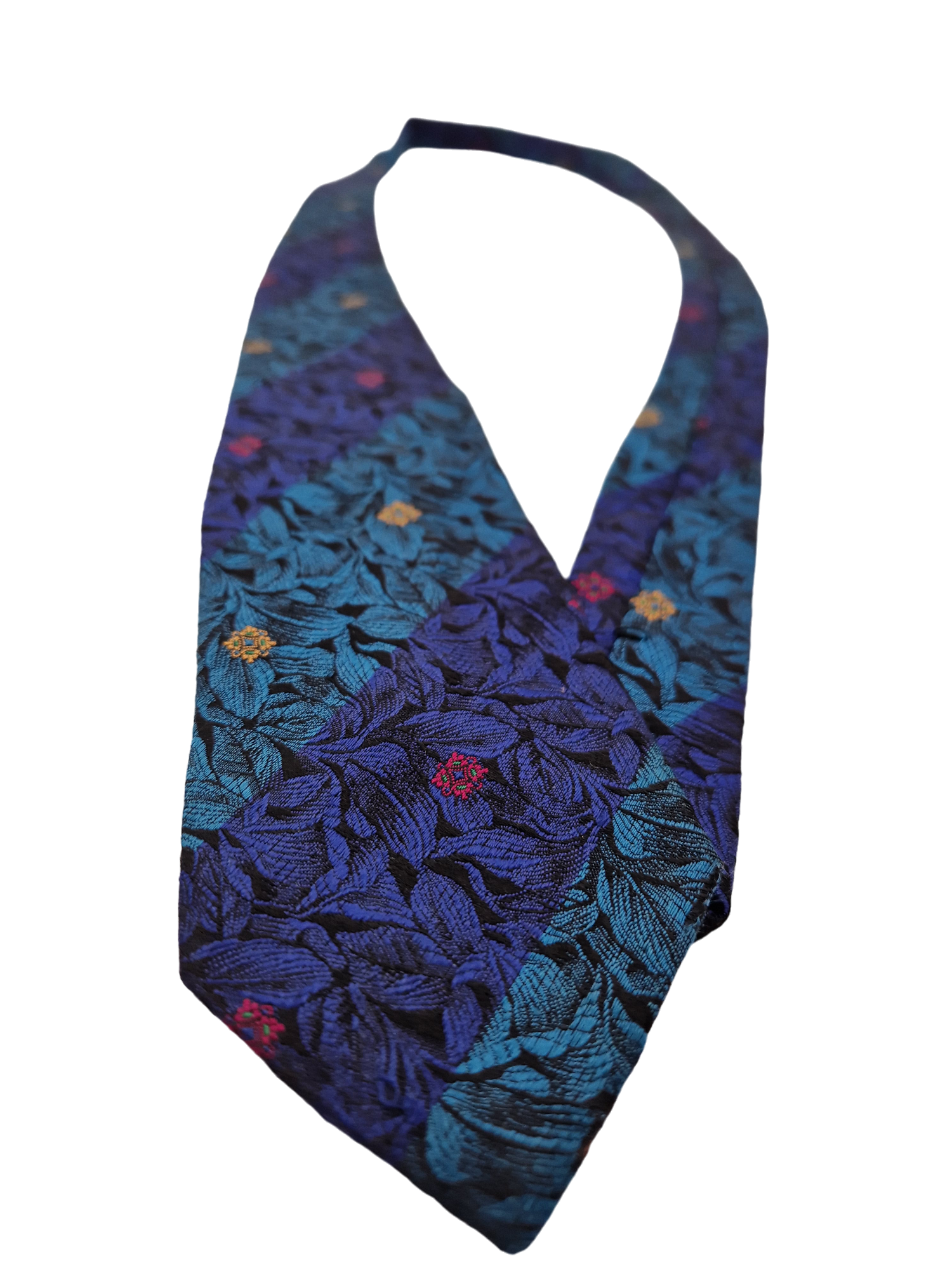 Vintage Hugo Boss Krawatte Floral Print Grün Blau