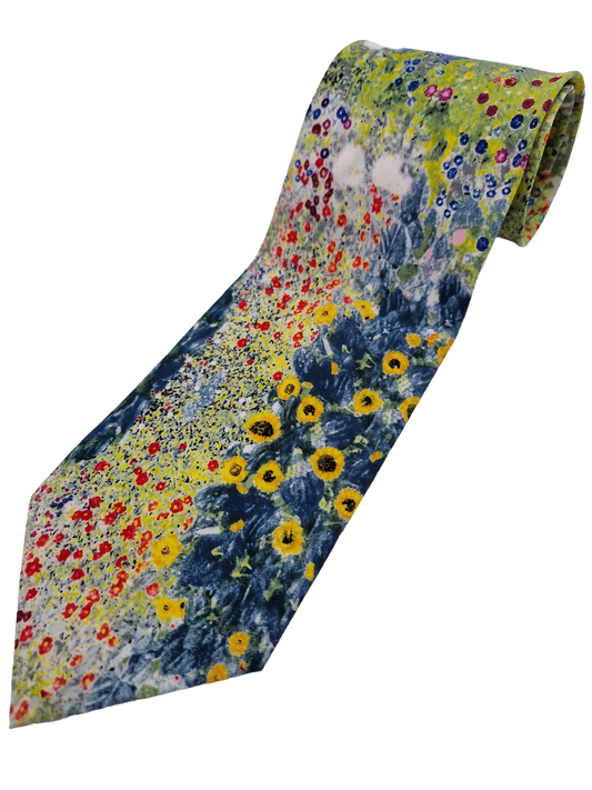 Vintage Ars Mundi Krawatte Seide Sommerwiese Bunt