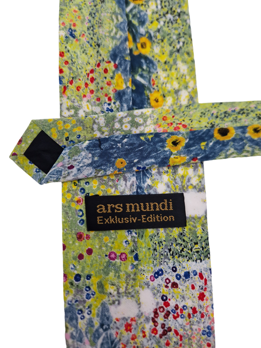 Vintage Ars Mundi Krawatte Seide Sommerwiese Bunt