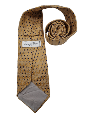 Vintage Christian Dior Krawatte Hand Made In France Seide Gold Navy