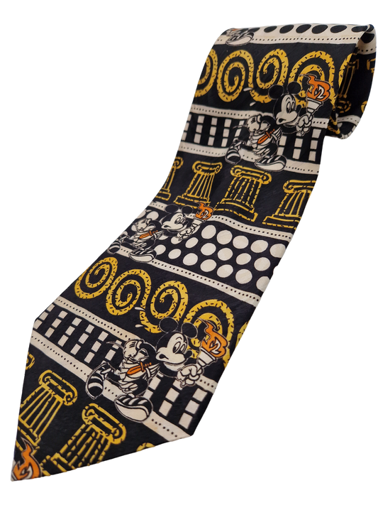 Vintage Disney Krawatte Micky Maus Antikes Griechenland Made In Korea Allover Print Bunt