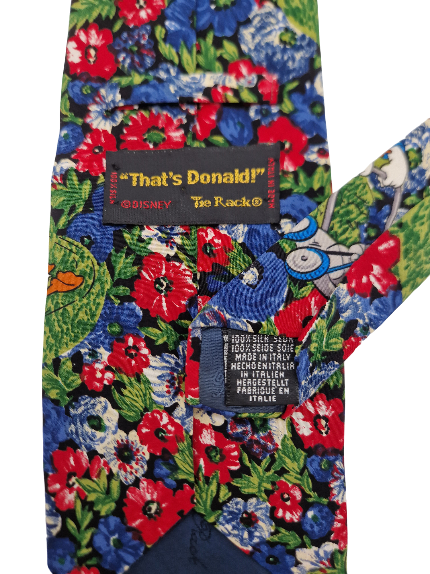 Vintage Tie Rack Krawatte "Thats Donald" Disney All Over Print Donald Duck Seide Made In Italy Bunt