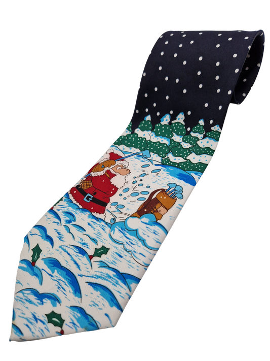 Vintage Graziano Krawatte Weihnachtsmann Im Schnee Bunt