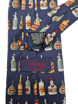 Vintage Windsor Krawatte "The Rack" Seide Made In Italy Spirituosen Flaschen Motiv Bunt