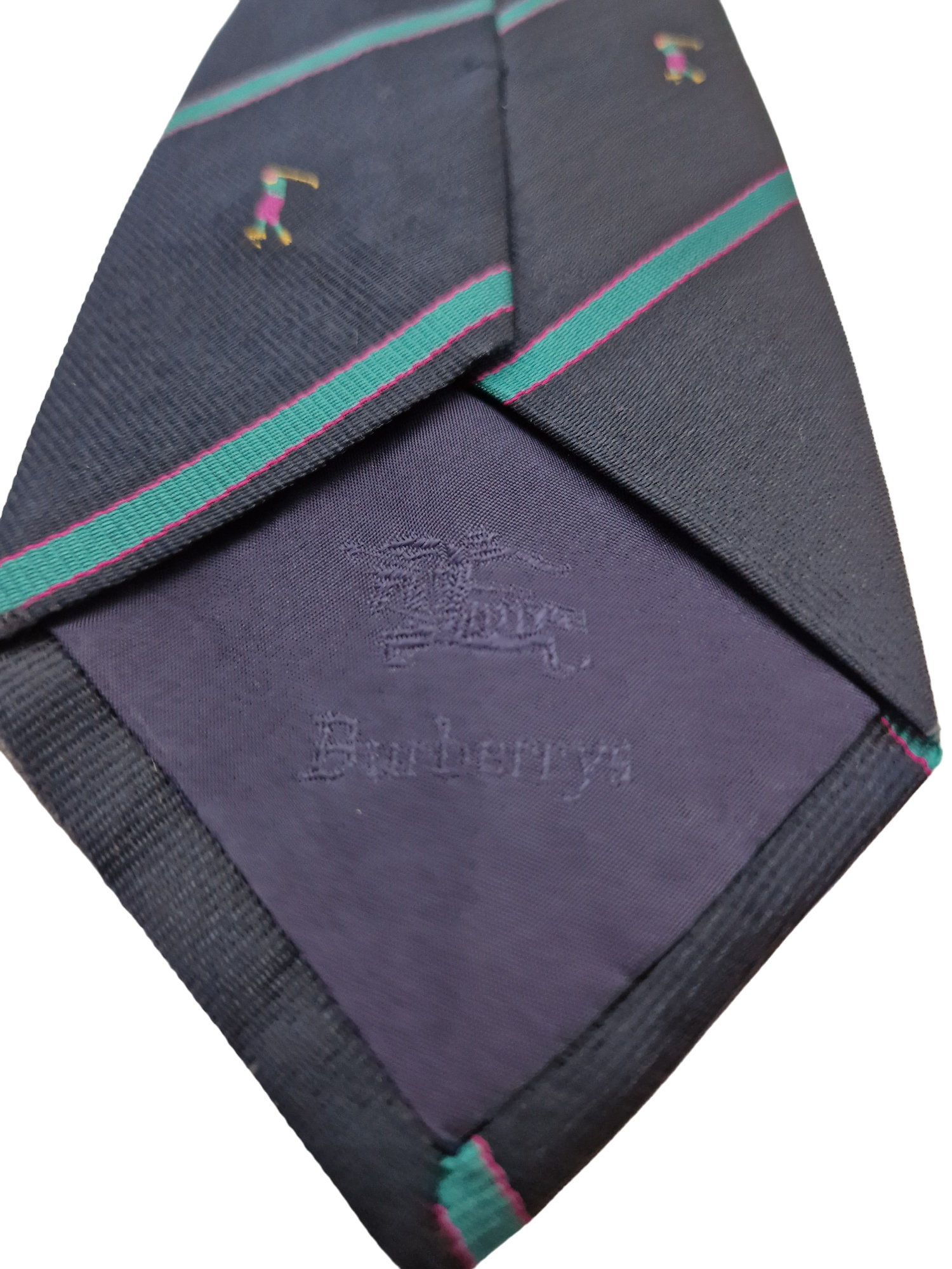 Vintage Burberrys Krawatte Seide Golfing Dunkelblau