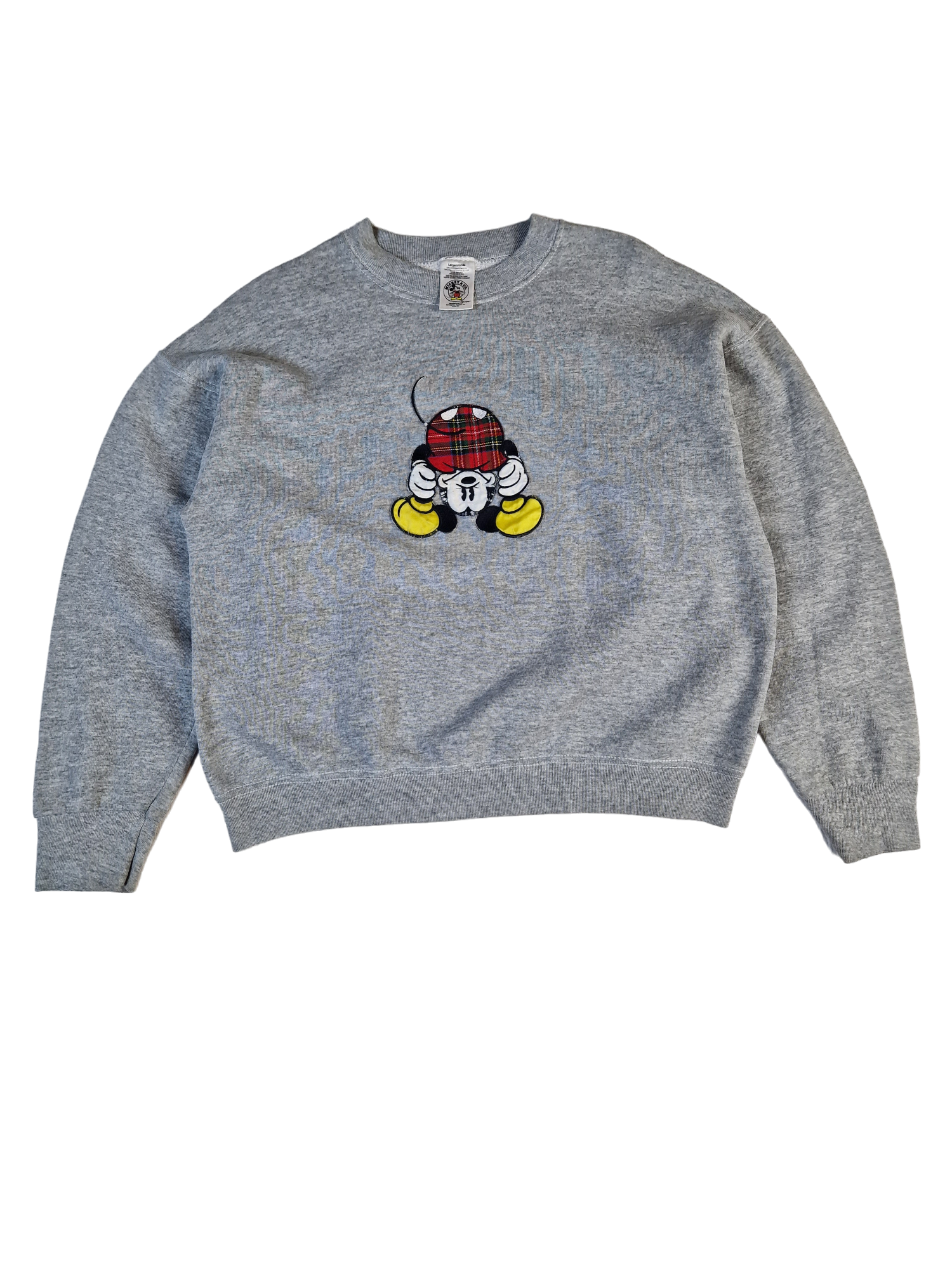 Vintage Disney Sweater Micky Maus Made In USA Bestickt Grau L