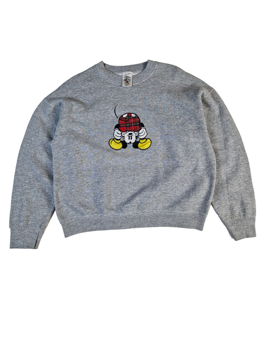 Vintage Disney Sweater Micky Maus Made In USA Bestickt Grau L