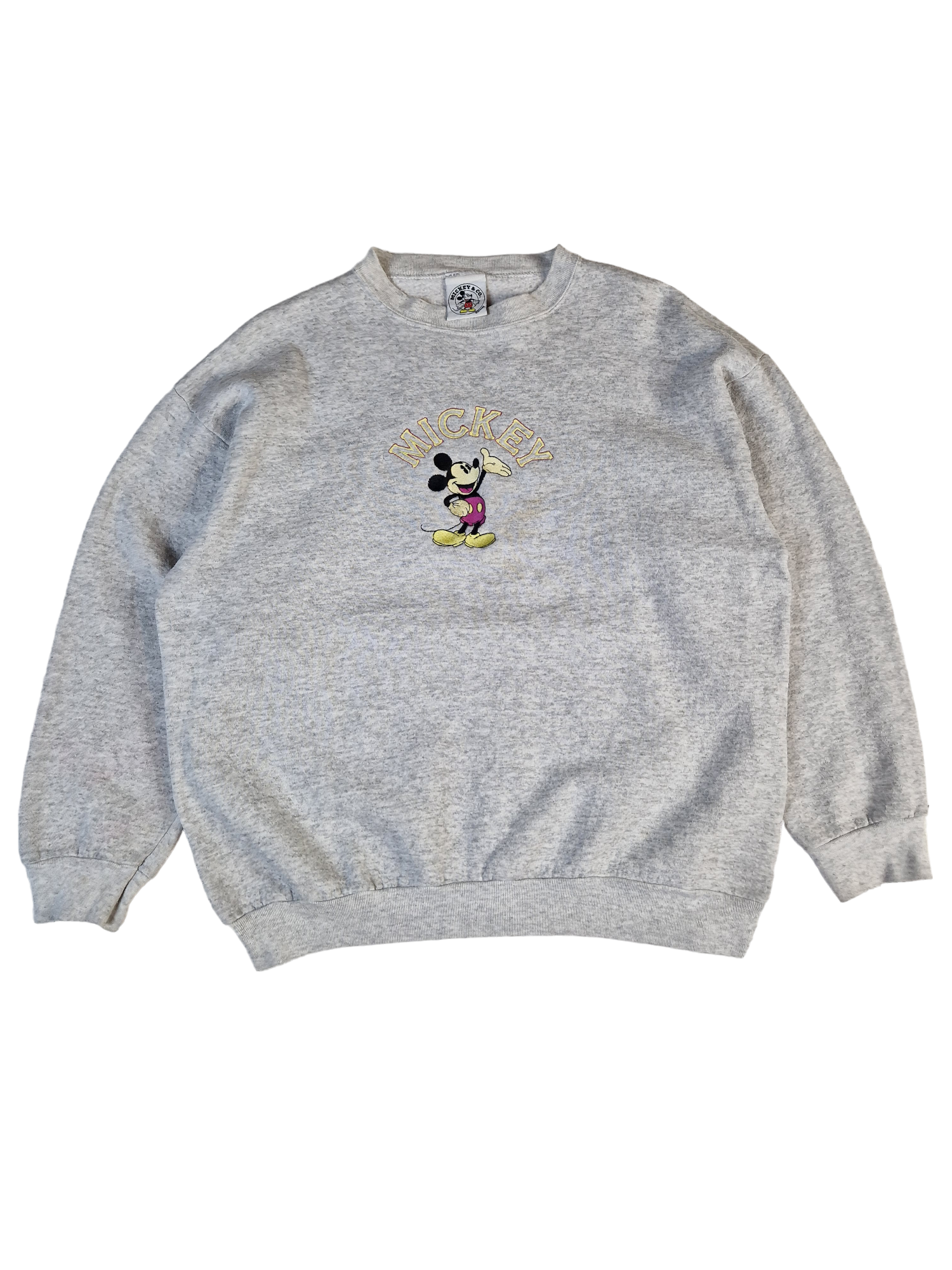 Vintage Disney Sweater Mickey & Co Made In USA Bestickt Grau L