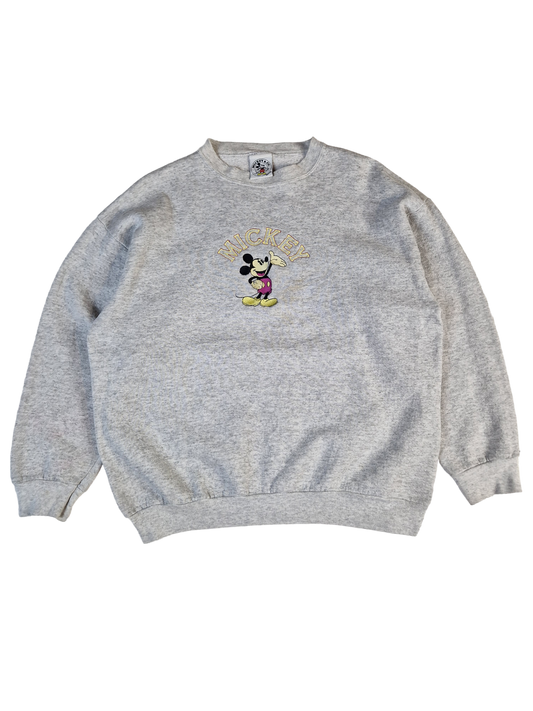 Vintage Disney Sweater Mickey & Co Made In USA Bestickt Grau L