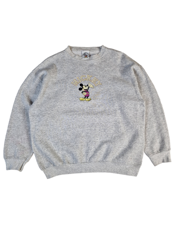 Vintage Disney Sweater Mickey & Co Made In USA Bestickt Grau L