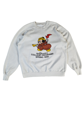 Vintage Disney Sweater Micky Maus College Programs Spring 1990 Weiß M-L