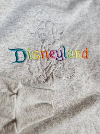Vintage Disney Sweater Disneyland Micky Maus Bestickt Made In USA Grau M