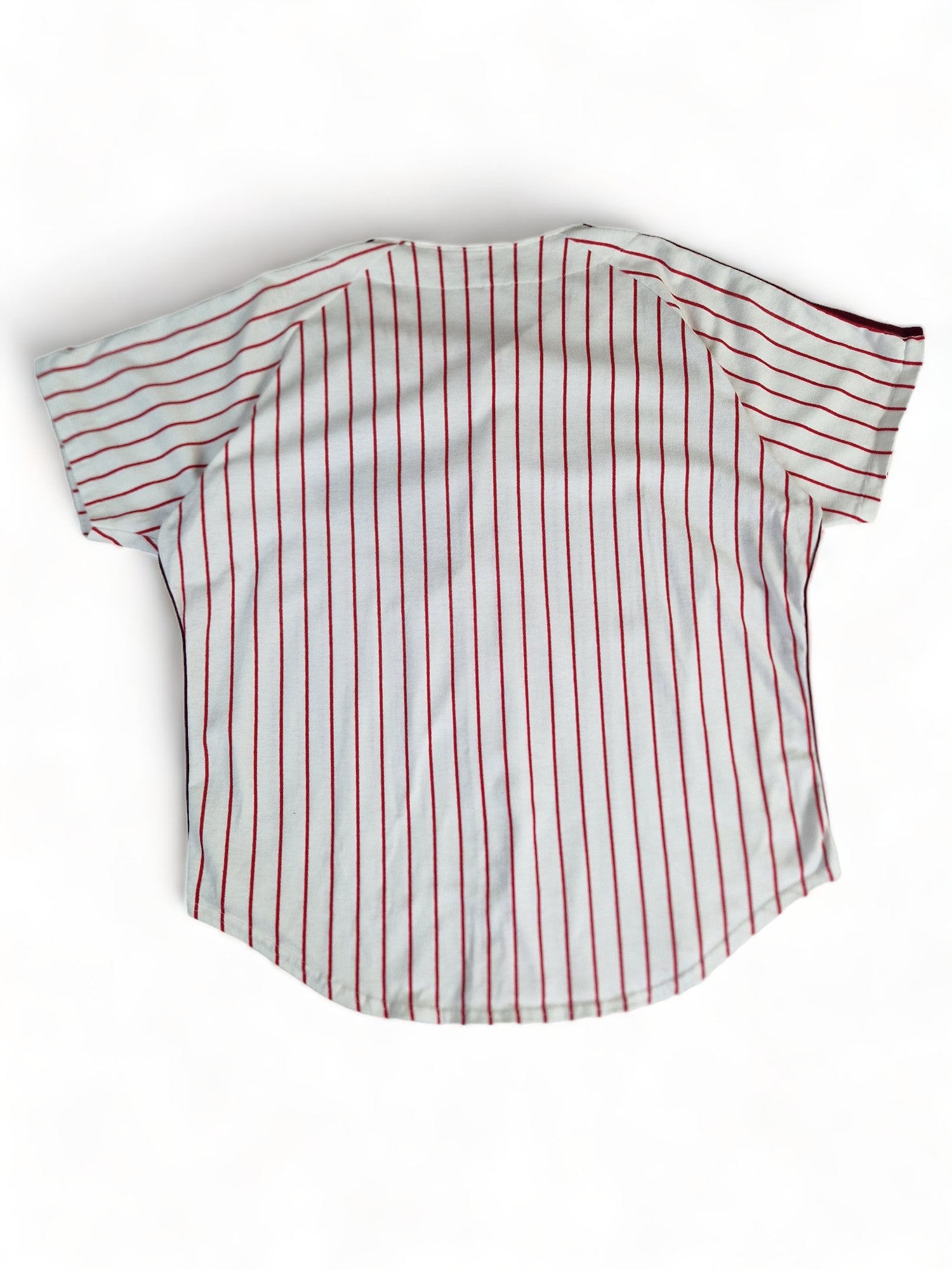 Vintage Rawlings Shirt 80s Philadelphia Phillies Baseball Pinstripe Single Stitch Made In USA Weiß Rot XL - RareRags