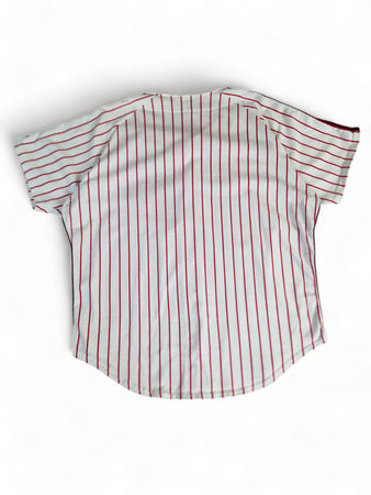 Vintage Rawlings Shirt 80s Philadelphia Phillies Baseball Pinstripe Single Stitch Made In USA Weiß Rot XL