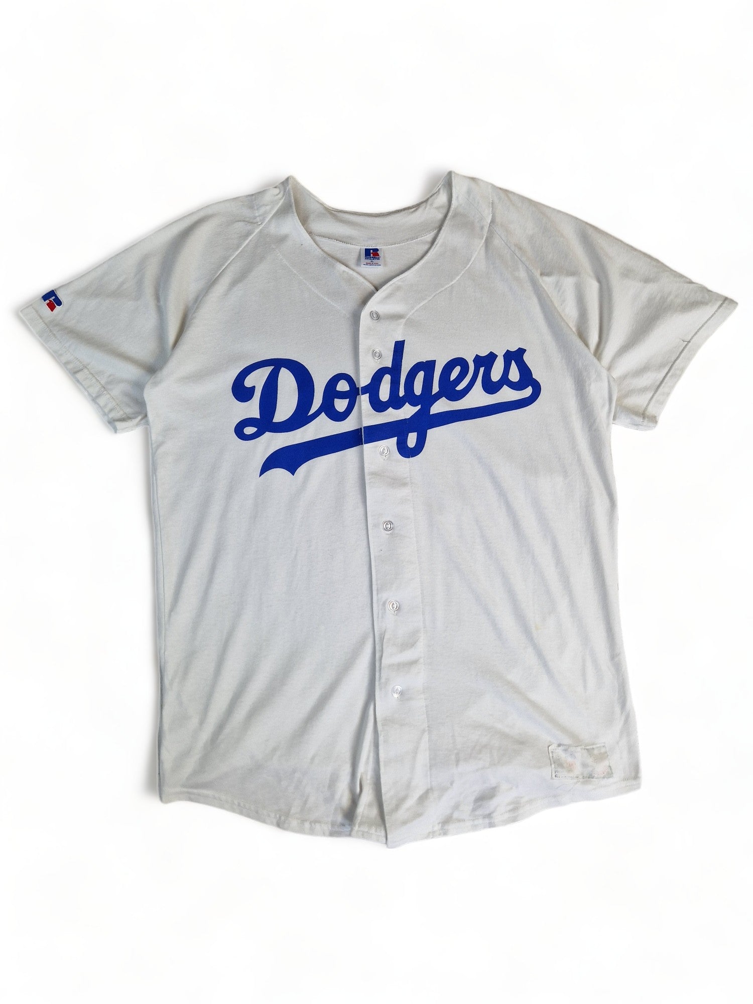 Vintage Russell Shirt 80s Dodgers Baseball Made In USA Weiß Blau XL - RareRags
