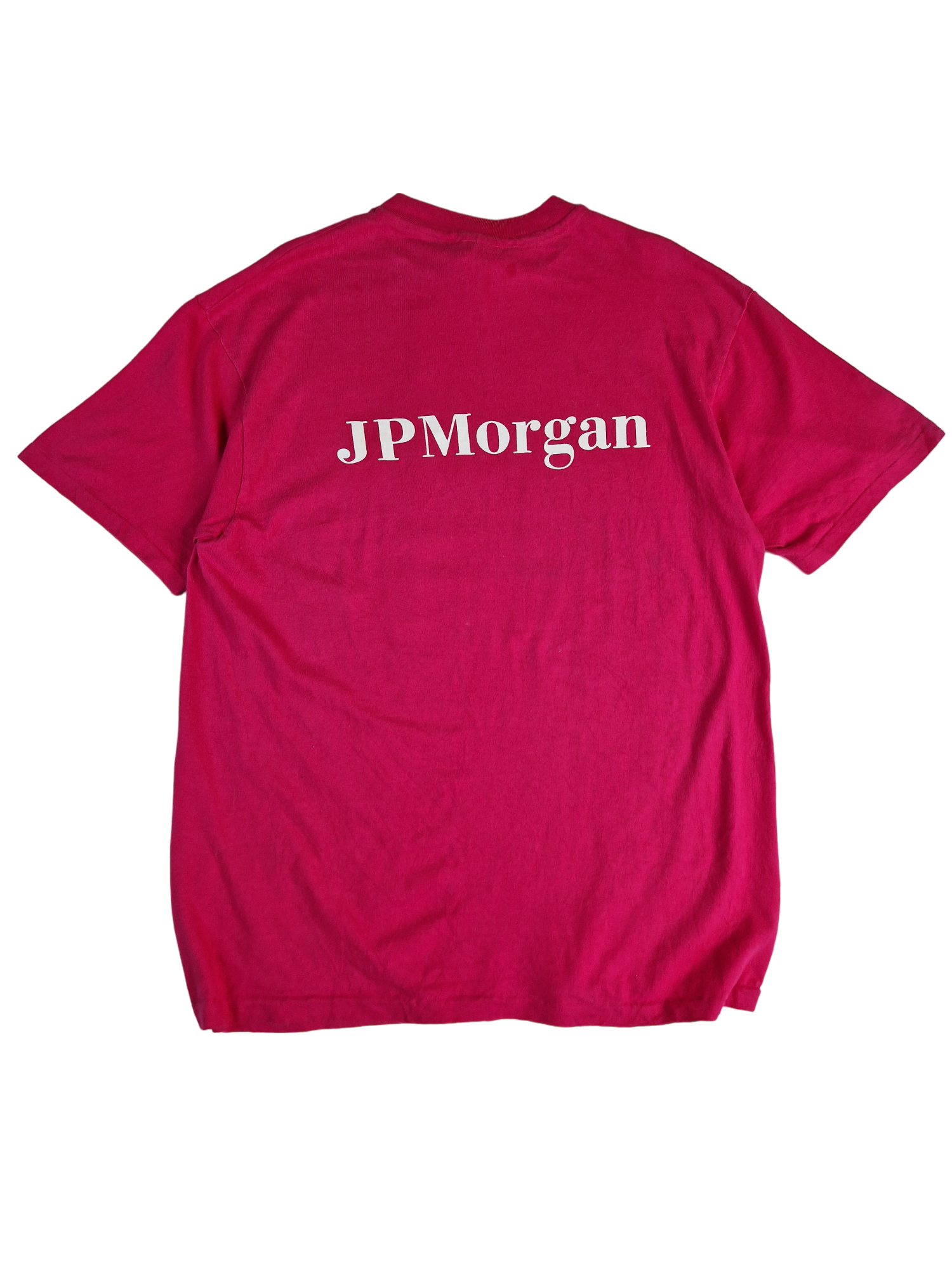 Vintage Hanes Shirt JP Morgan "The 2nd first" Single Stitch Made In USA Rot L