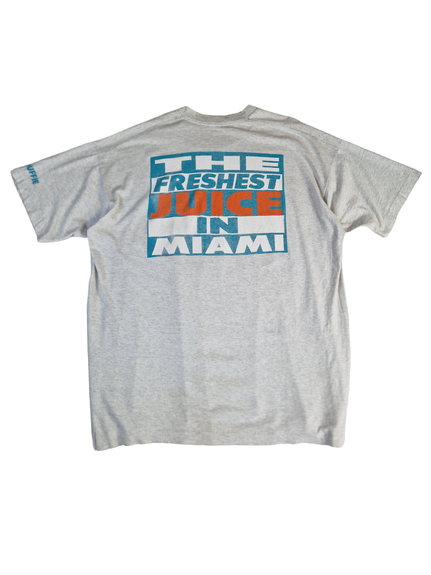 Vintage Fruit Of The Loom Shirt Miami Dolphins McDuffie aka OJ "The freshest juice..." Grau XXL - RareRags
