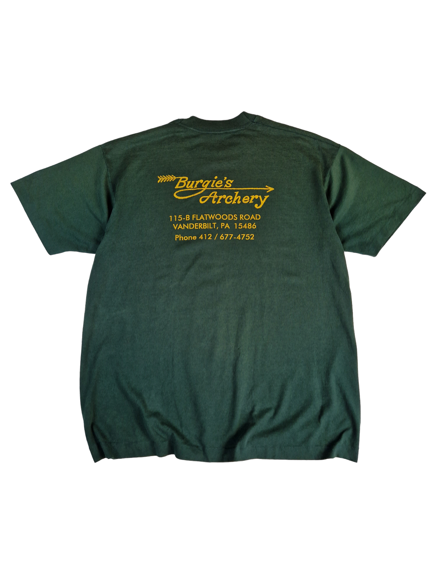 Vintage Fruit Of The Loom Shirt 50/50 Burgie's Archery Adverisement Single Stitch Made In USA Grün XL - RareRags