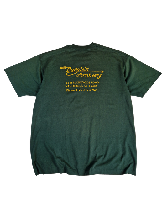 Vintage Fruit Of The Loom Shirt 50/50 Burgie's Archery Adverisement Single Stitch Made In USA Grün XL