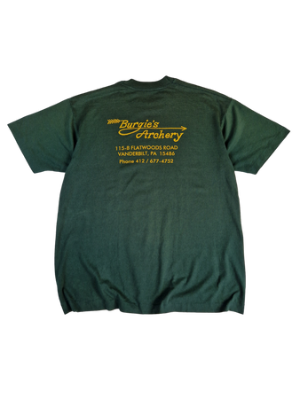 Vintage Fruit Of The Loom Shirt 50/50 Burgie's Archery Adverisement Single Stitch Made In USA Grün XL