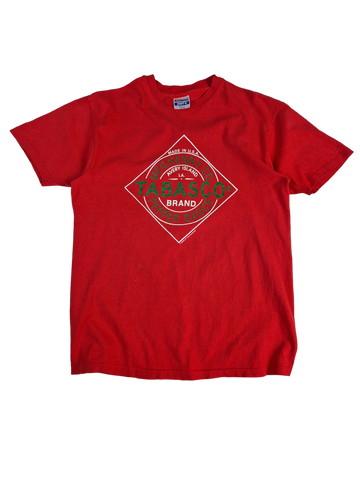 Vintage Hanes Shirt Tabasco Werbung Single Stitch Made In USA Rot M-L
