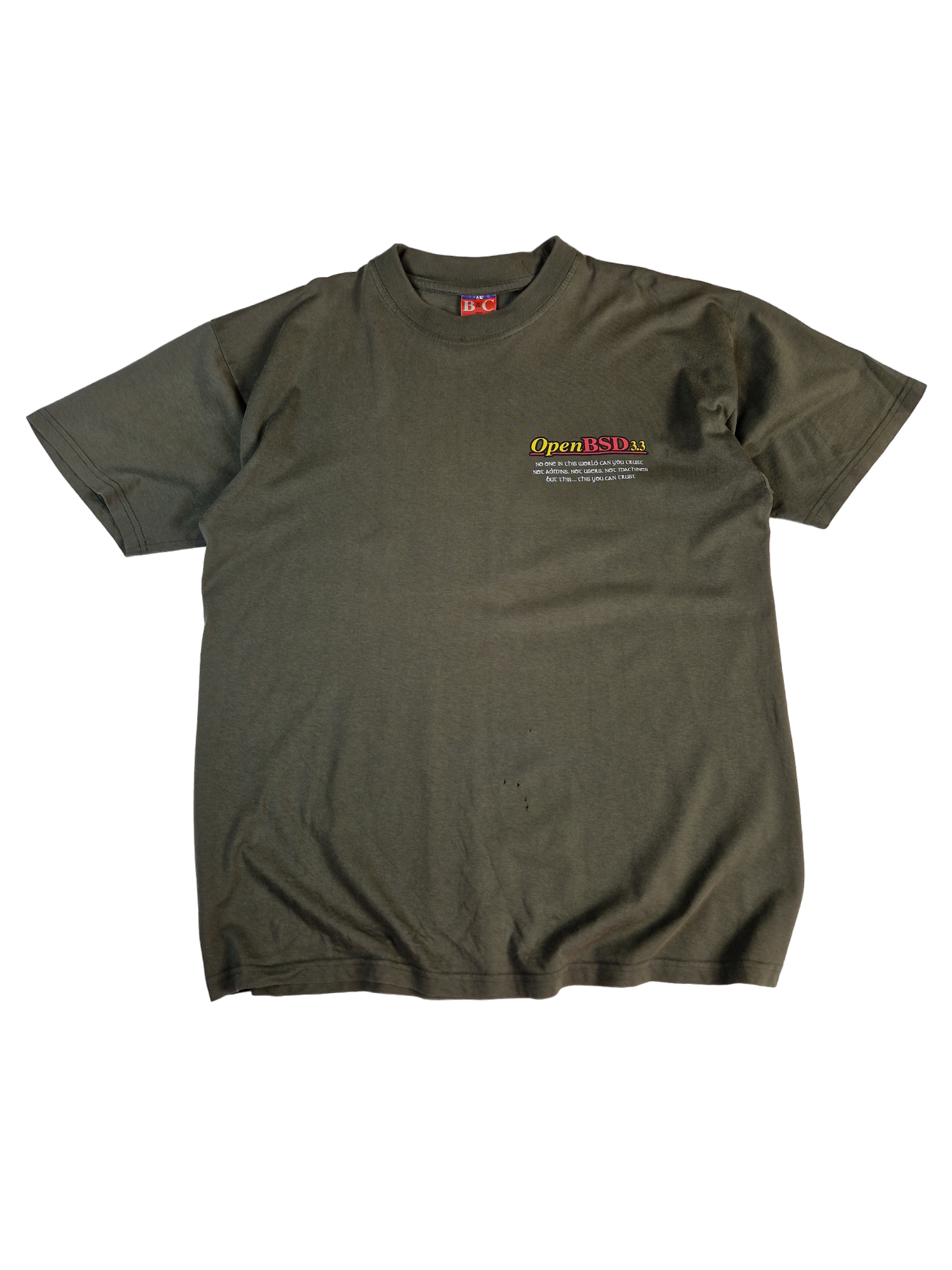 Vintage B&C Shirt Open BSD 3.3 Khaki XL - RareRags