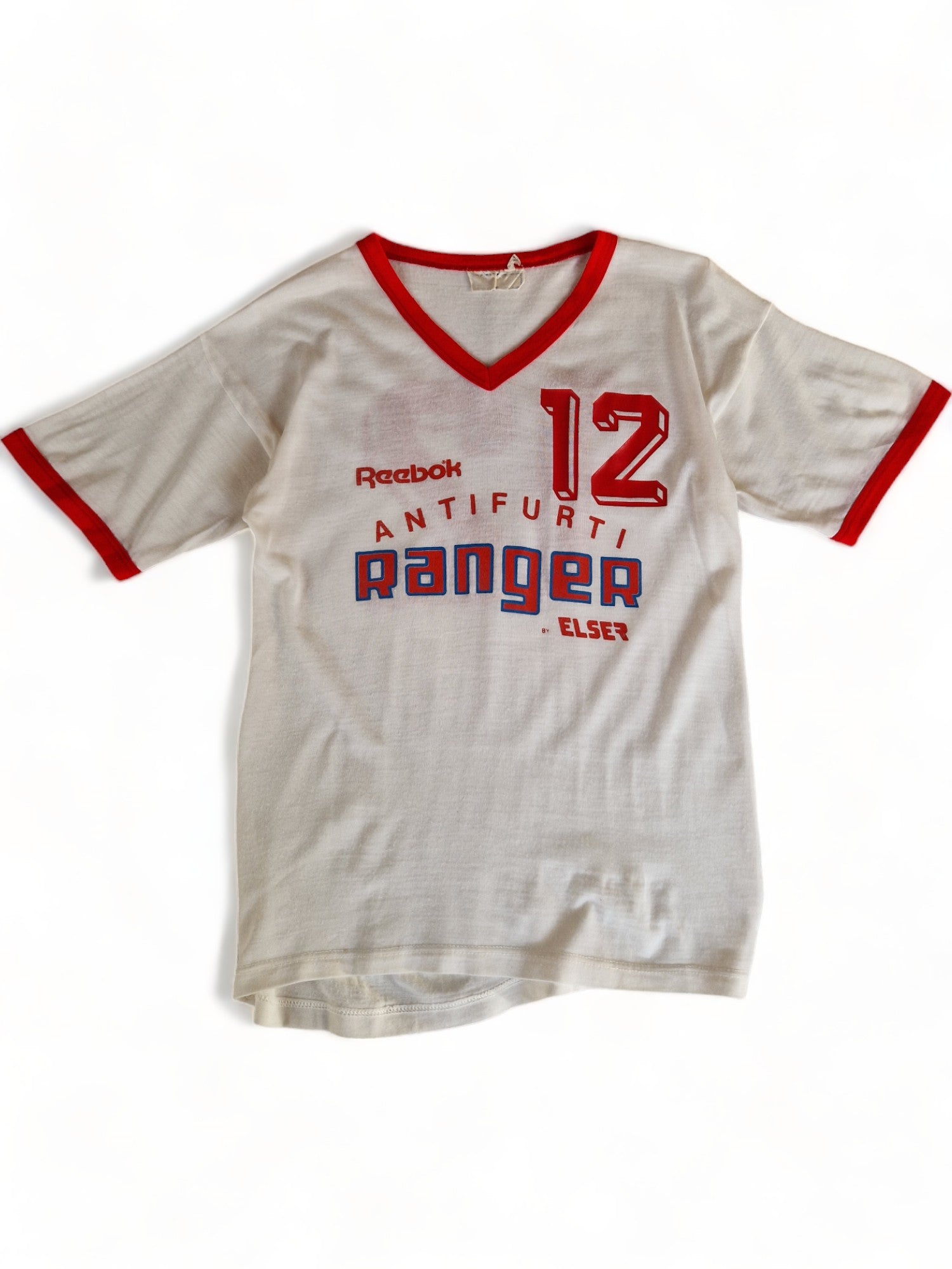 Rare! Vintage Reebok Trikot 80s Pallacanestro Varese Antifurti Ranger By Elser Weiß Rot S-M - RareRags