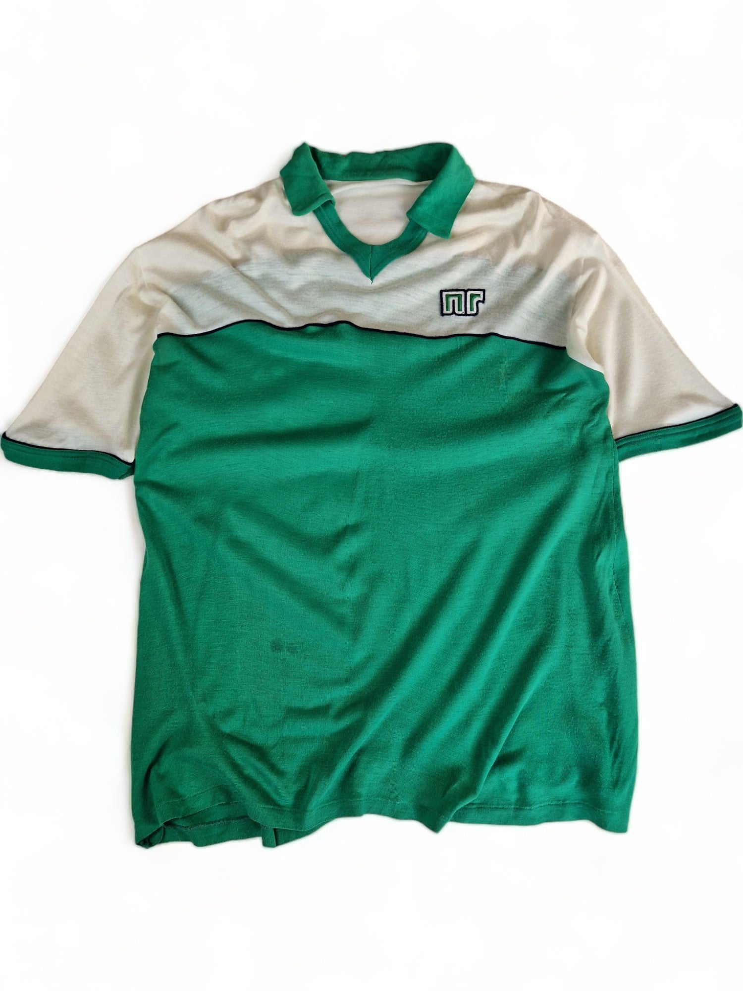 Vintage Ennerre Trikot 70s #5 Made In Italy Grün Weiß (52) L-XL - RareRags