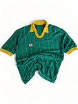 Vintage Fußballtrikot 70s Nadelstreifen #3 Grün Gelb M-L