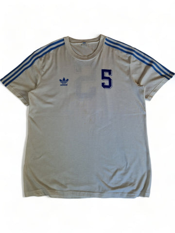 Vintage Adidas Fußball Shirt 80s #5 Weiß Blau M-L