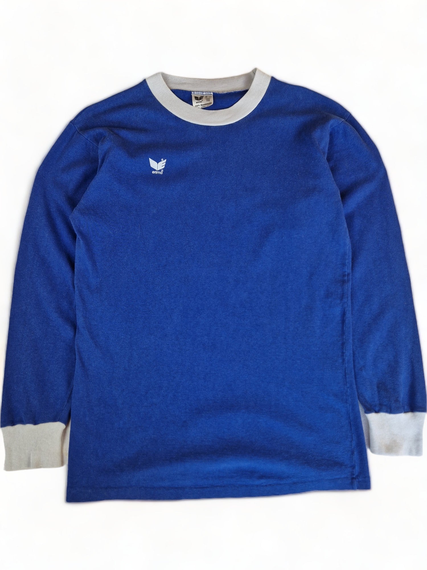 Vintage Erima Trikot Langarm 70s Blank Made In West Germany Blau Weiß M - RareRags