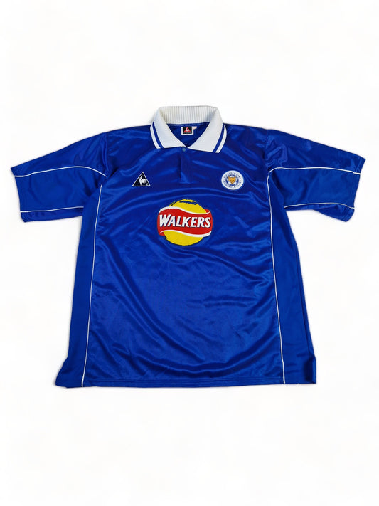 Vintage Le Coq Sportif Trikot Leicester City 2000-01 Heimtrikot Walkers Made In England Blau L-XL