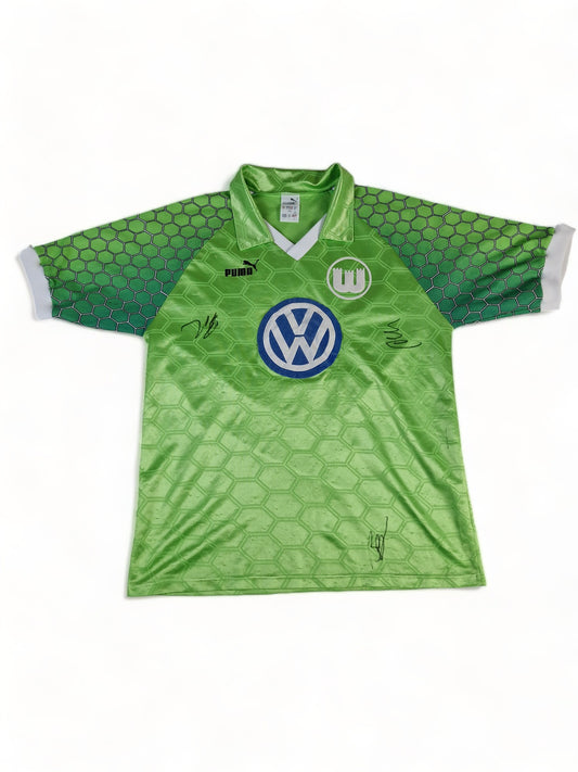 Rare! Vintage Puma Trikot 1997-98 VFL Wolfsburg VW #7 Roy Präger Grün Weiß L