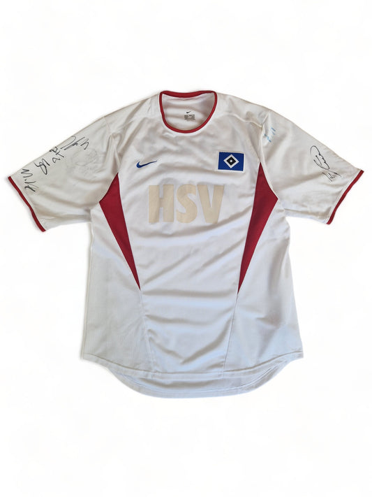 Rare! Vintage Nike Trikot 2003/04 HSV Benjamin Lauth #11 Ligapokal ohne Sponsor Mit Unterschriften Weiß M