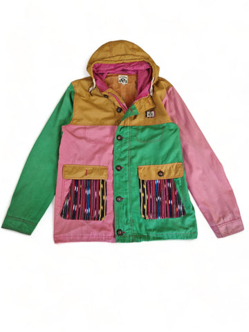 Vintage Titicaca Jacke Mit Kapuze Colorblocked Ethno Muster Bunt L