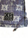 Vintage Exes Jacke Abstract Skelett/Fossilien Print Fleece Innenfutter Grau Blau S-M