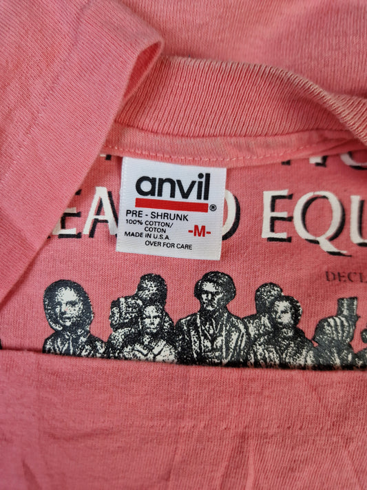 Vintage Anvil Shirt "First women's rights convention" Single Stitch Made In USA Altrosa M